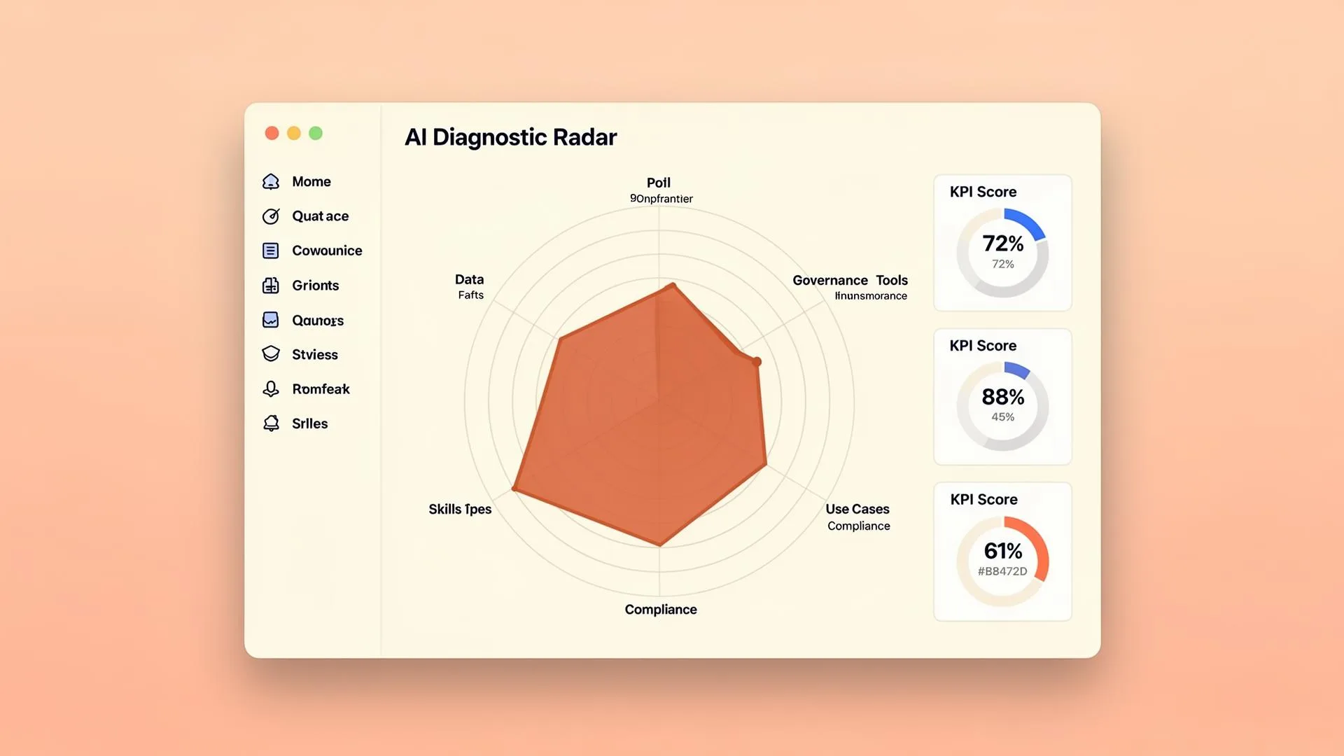 AI Radar preview: AI maturity score across 5 axes and prioritized recommendations